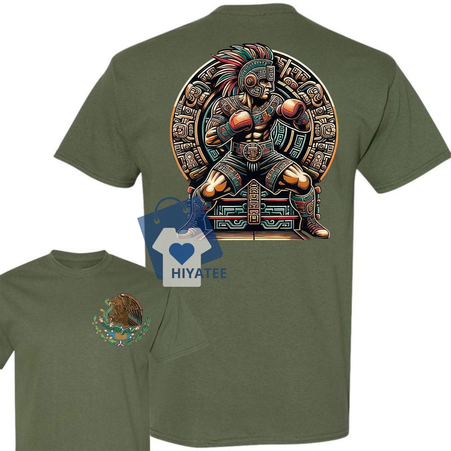 Boxing Mexico 2-Sided Shirt - Full Color Comfort Cotton Top for Men and Women-Hiyatee