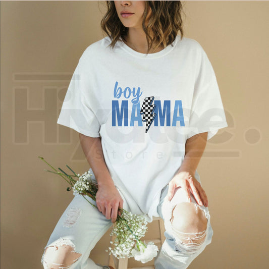 "Boy Mama" Retro Checkered – Mother's Day 2026 Women's Fashion Top - Hiyatee