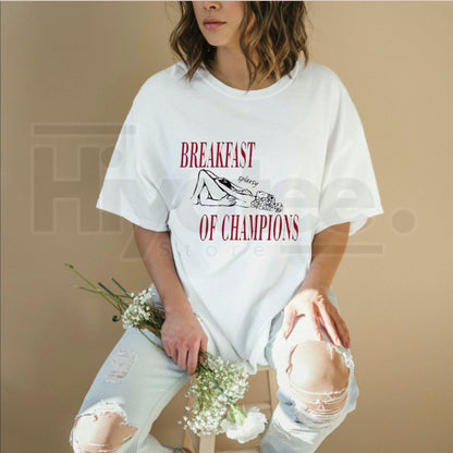 Breakfast Of Champions T-Shirt – Funny Sarcastic Retro Graphic Tee, Vintage Style Beer and Coffee Humor Unisex Premium Cotton Top - Hiyatee