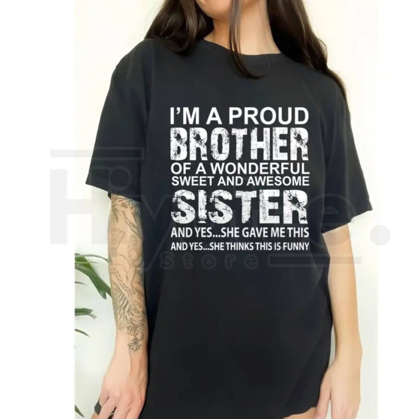 "Brother Birthday & Xmas Gift from Awesome Sister" T-Shirt – 100% Cotton Funny Tee - Hiyatee