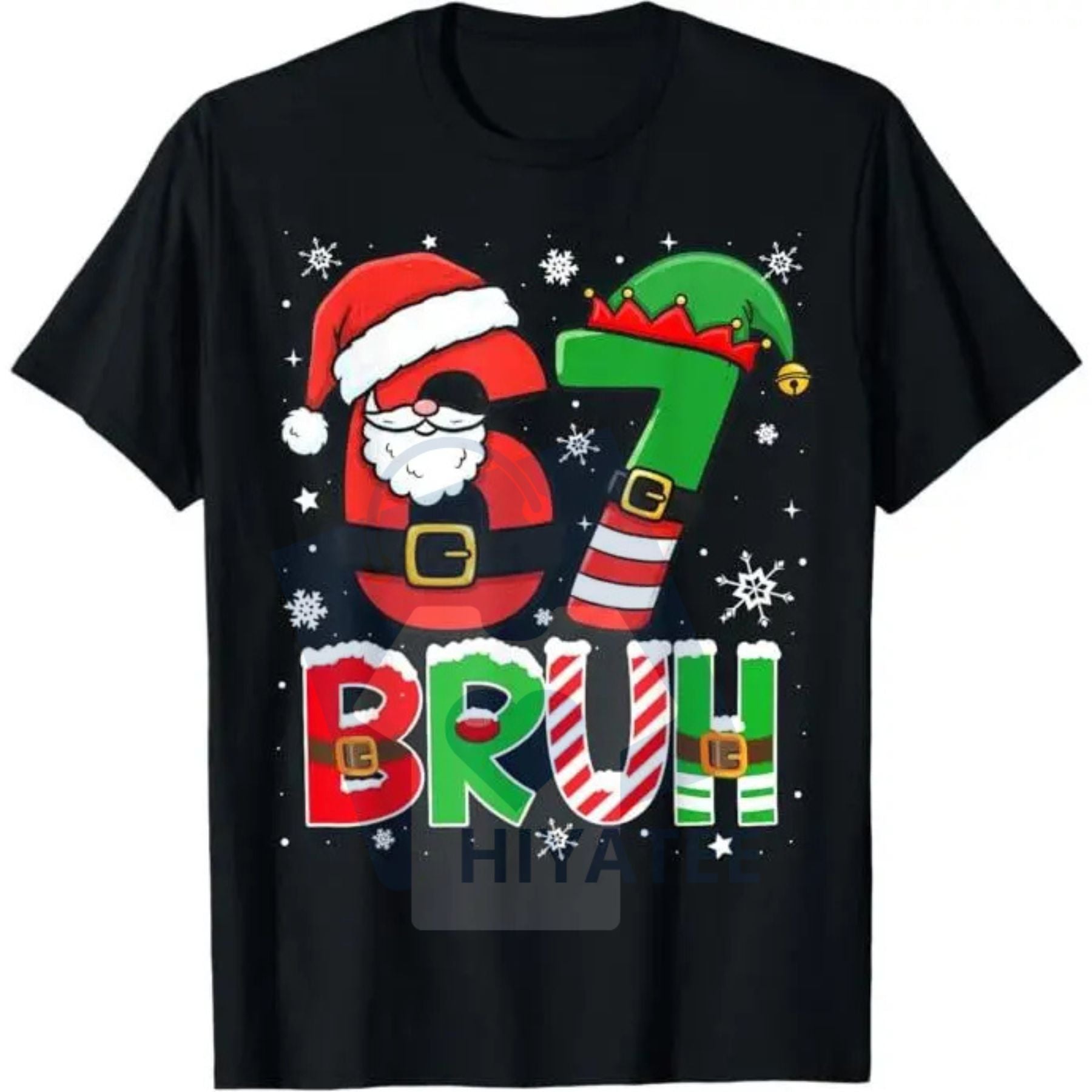Bruh 67 Six Seven Meme Christmas Funny Boy Girl Kids T-Shirt - Hiyatee