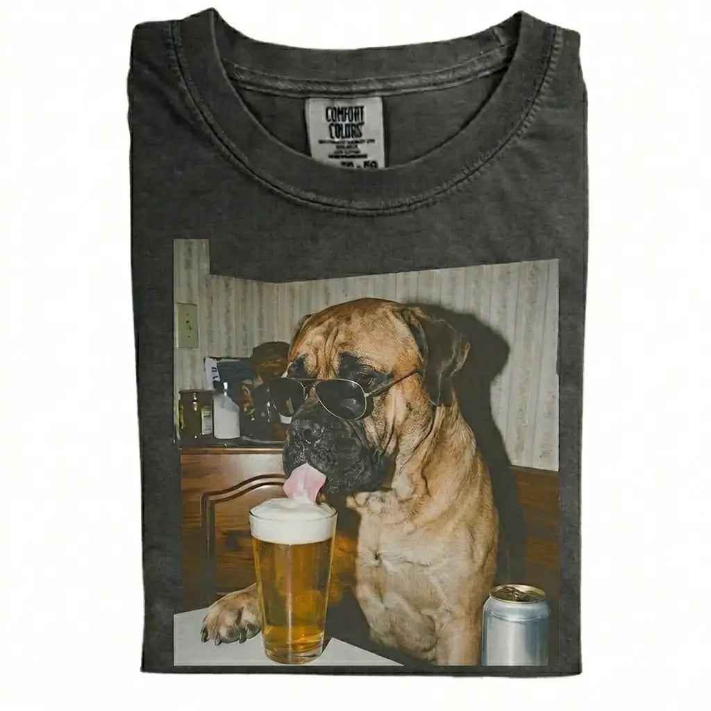 Comfort Colors 50+ Dog Breeds Available Drinking Beer Shirt – Vintage 90s Funny Edgy Dog Meme Tee, Unisex Casual Streetwear Gift