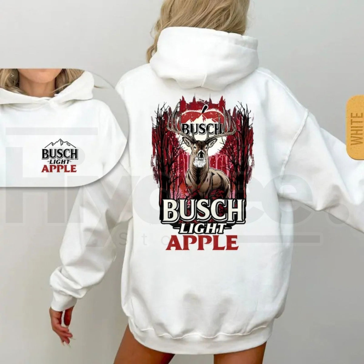 Busch Light Apple Hunting Hoodie – Camo Outdoors Graphic Pullover - Hiyatee