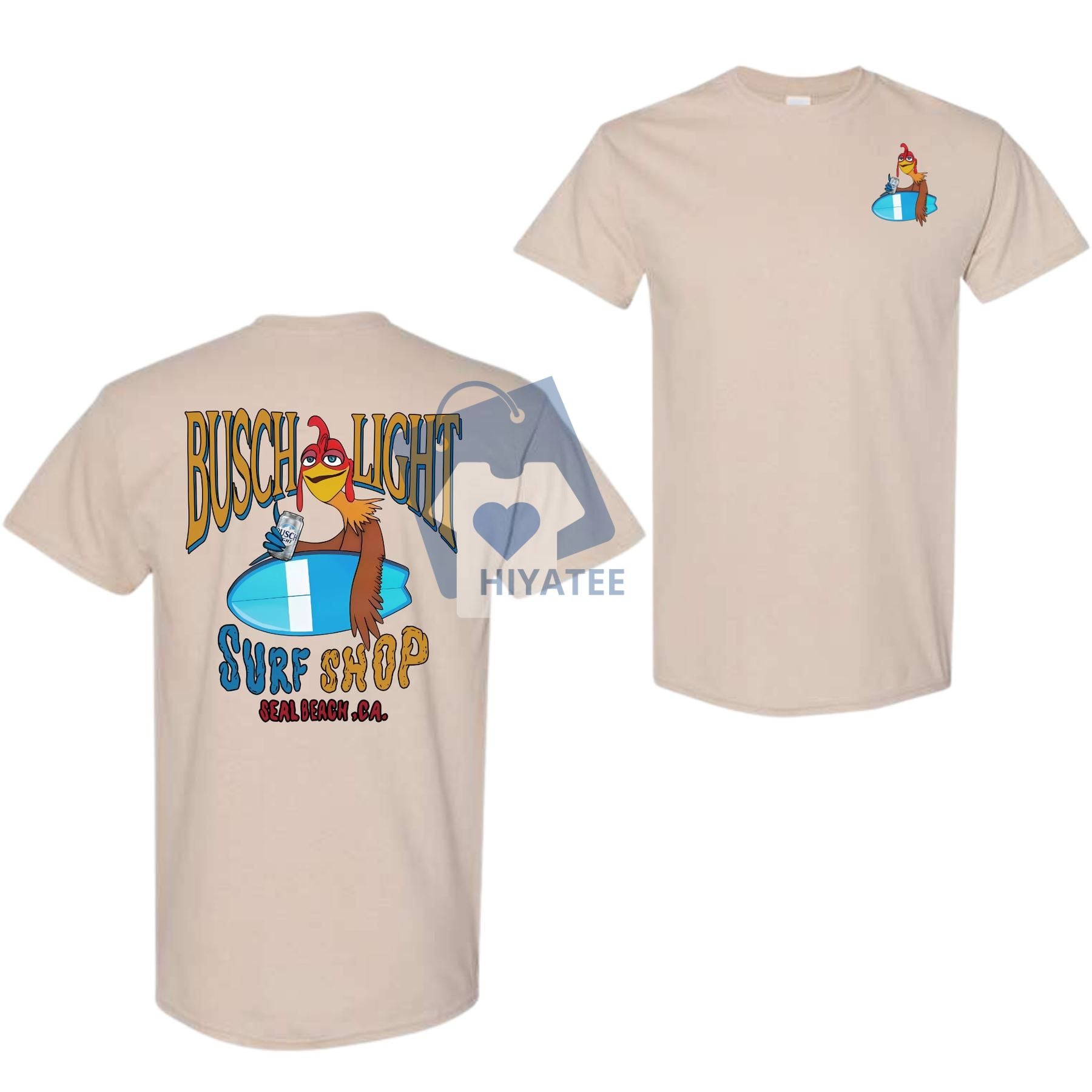 Busch Light Chicken Joe Surfs Up T-Shirt – Funny Unisex Graphic Tee, 100% Cotton, Trendy Pop Culture Shirt for Beer & Animation Fans-Hiyatee