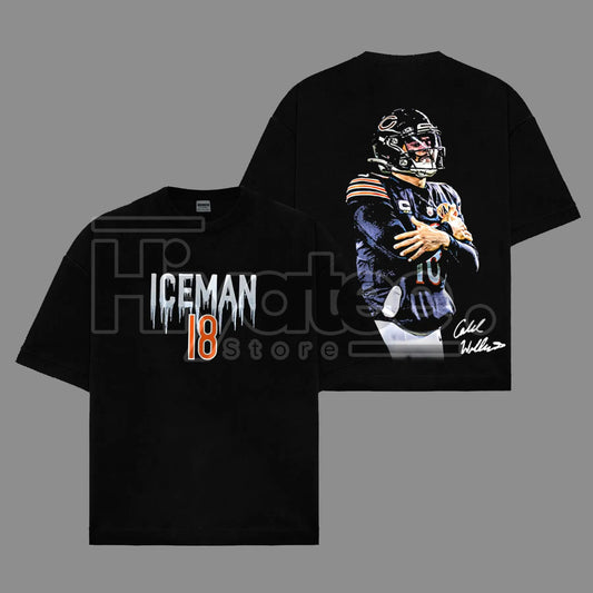 Caleb Williams #18 "Iceman Cold Celly" T-Shirt – Da Bears Football Fan Gear - Hiyatee
