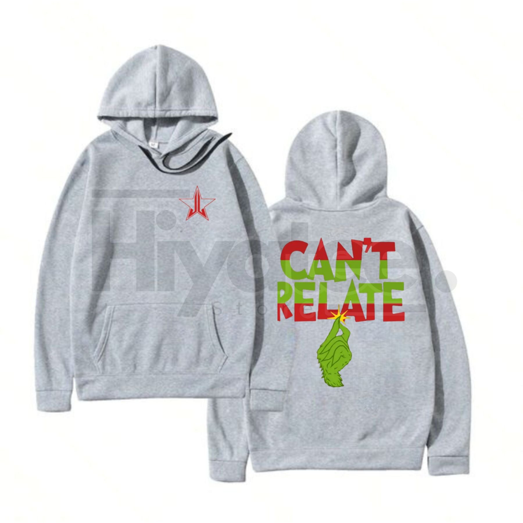 "Can't Relate" Holiday Hoodie – Funny Anti-Christmas Slogan Pullover, Grinch & Introvert Festive Apparel, Unisex - Hiyatee