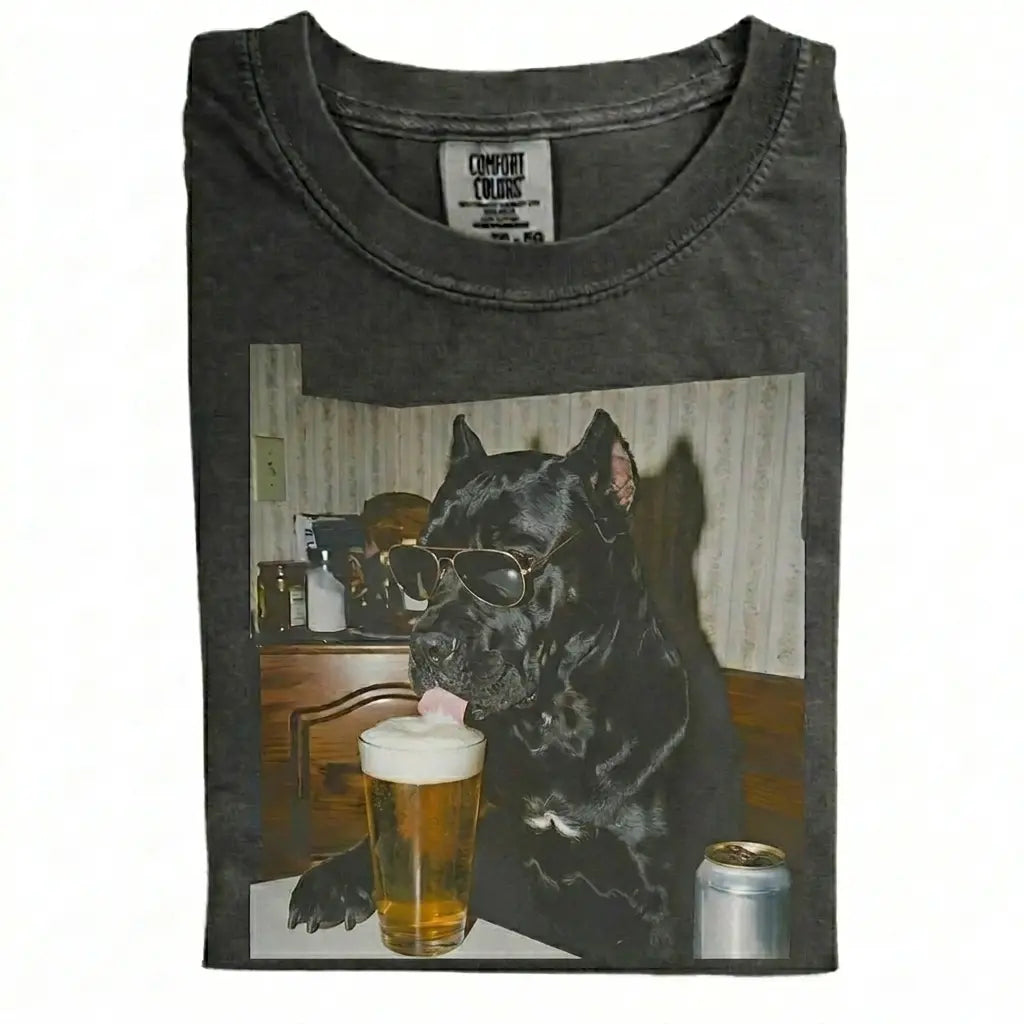 Comfort Colors 50+ Dog Breeds Available Drinking Beer Shirt – Vintage 90s Funny Edgy Dog Meme Tee, Unisex Casual Streetwear Gift