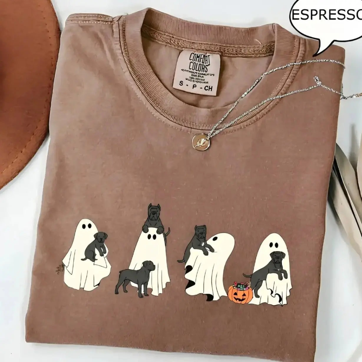 Comfort Colors Custom Dog Halloween Shirt Ghost Boba Tea Funny Dog Gift Tee