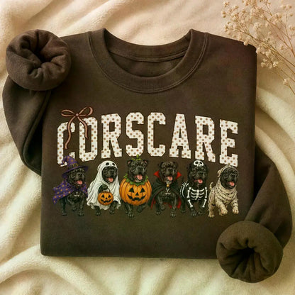Dark Chocolate 30+ Halloween Dog Breeds Sweatshirt – Spooky Season Dog Mom Crewneck, Cozy Autumn Dog Lover Pullover