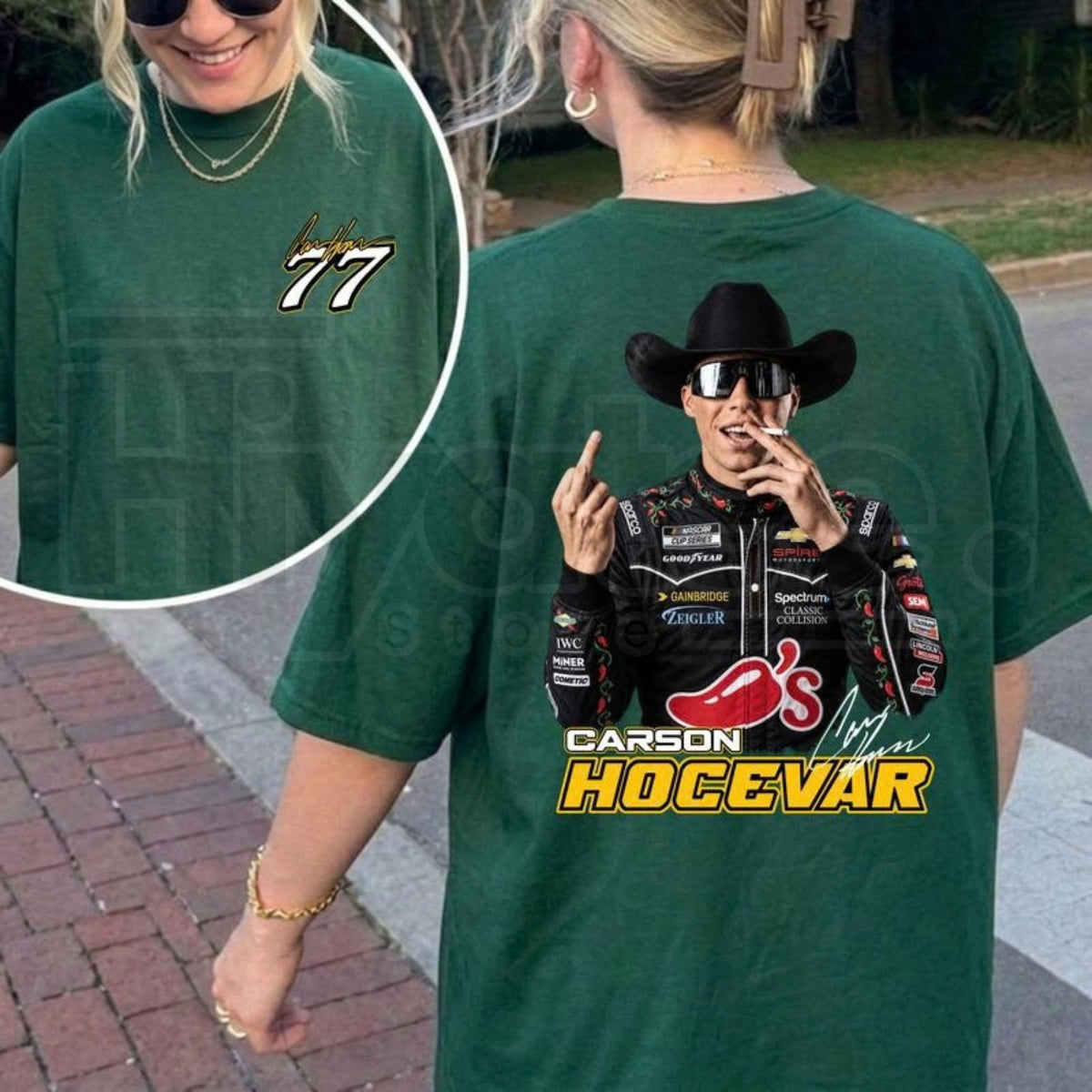Carson Hocevar Fight T-Shirt – Vintage NASCAR Racing Graphic Tee #77 - Hiyatee