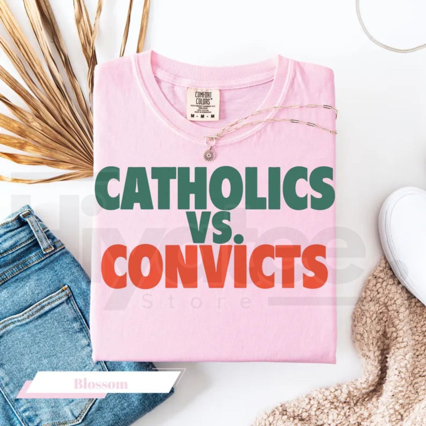 Catholics Vs Convicts Shirt 1988 Football Rivalry Vintage Game Day Graphic Tee - Hiyatee
