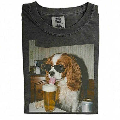 Comfort Colors 50+ Dog Breeds Available Drinking Beer Shirt – Vintage 90s Funny Edgy Dog Meme Tee, Unisex Casual Streetwear Gift