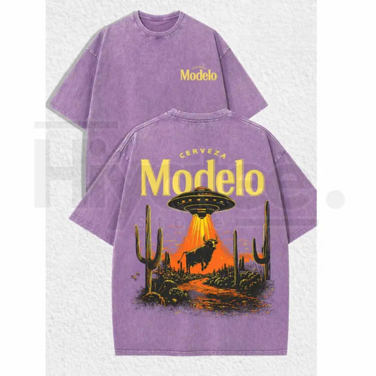 Cerveza Modelo "Desert Abduction" Vintage T-Shirt – Retro UFO & Bull Graphic Tee - Hiyatee