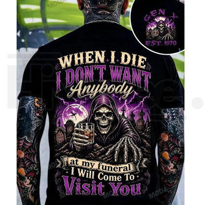Chaosmoda Gen X Custom Year Skull T-Shirt – Vintage Funeral Humor Tee - Hiyatee