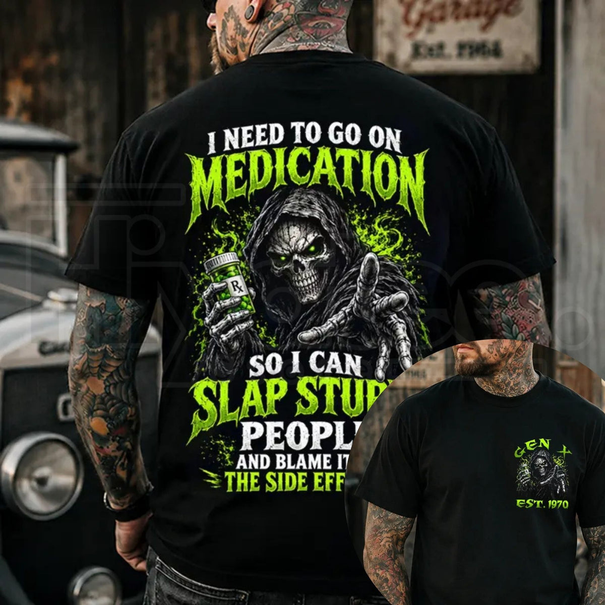 Chaosmoda I Need To Go On Medication Custom Year Skull Graphic T-Shirt - Hiyate