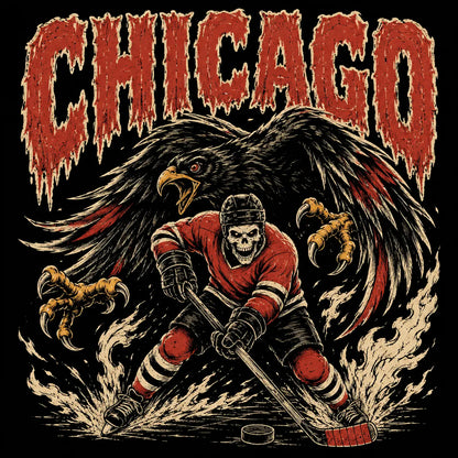 Gildan USA 32 Teams Ice Hockey Skull Vintage Sweatshirt – Classic 90s All Team Game Day Graphic Crewneck