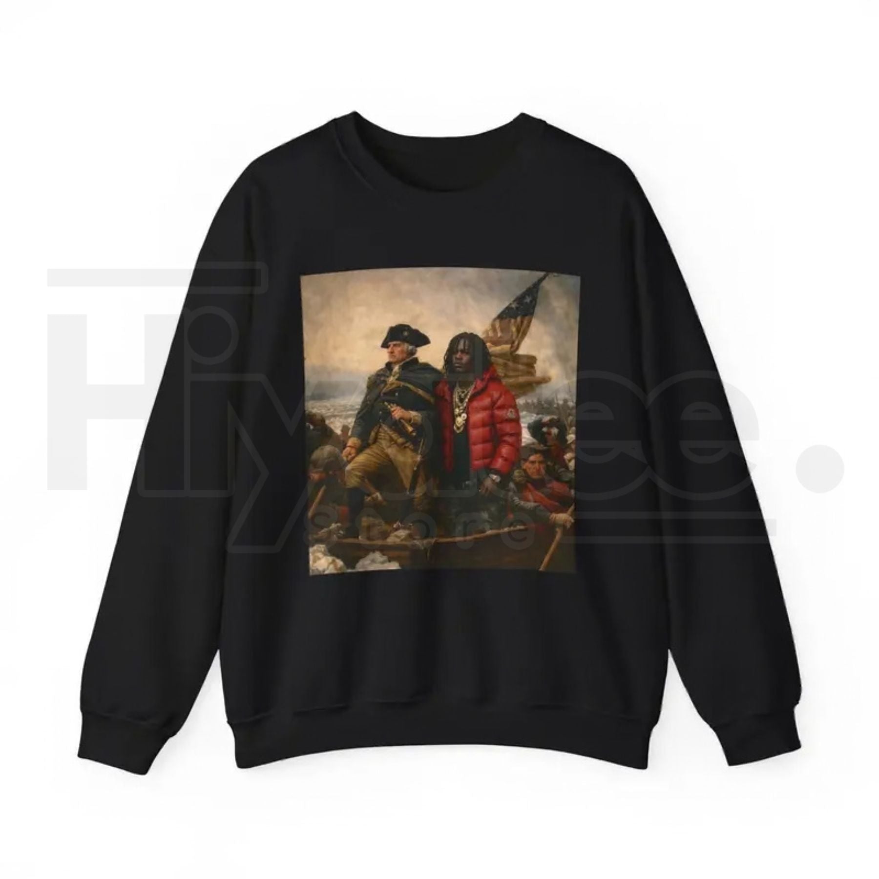Chief K x Washington Sweatshirt: Crossing the Delaware Meme History Crewneck - Hiyatee