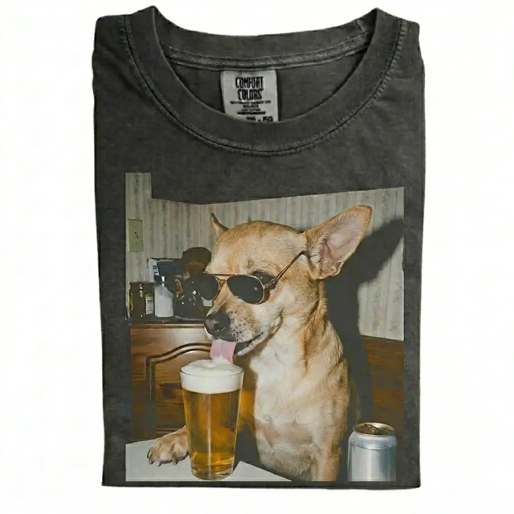 Comfort Colors 50+ Dog Breeds Available Drinking Beer Shirt – Vintage 90s Funny Edgy Dog Meme Tee, Unisex Casual Streetwear Gift