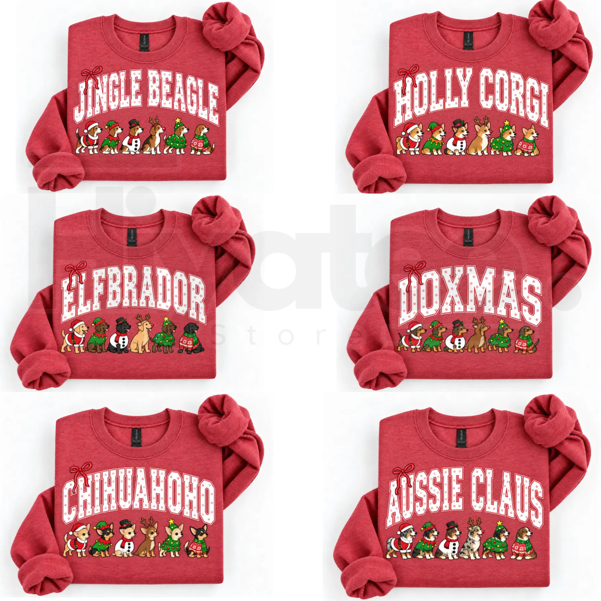 Christmas 30+ Dog Breed Sweatshirt  – Merry Dogmas Holly Xmas Pullover, Vintage Santa Dog Lover Crewneck - Hiyatee