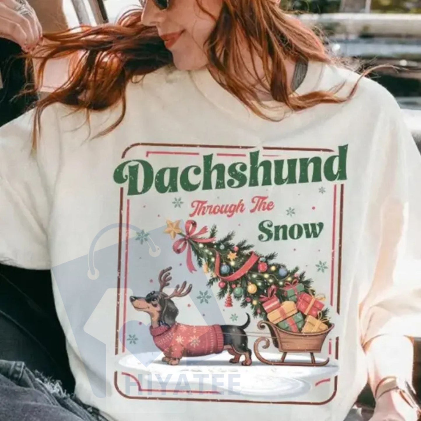 Christmas Dog Sweatshirt French Bulldog: Cute Santa Snow Frenchie Lover Pullover, Holiday Xmas Season Sweater, Gift for Dog Lover - Hiyatee