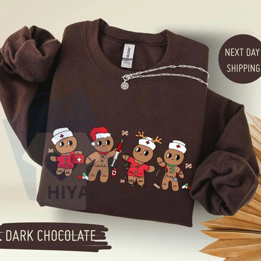 Christmas Nurse Gingerbread Sweatshirt: Trending Unisex Graphic, Casual Outfit, Perfect Xmas Gift For Men And Women - Hiyatee