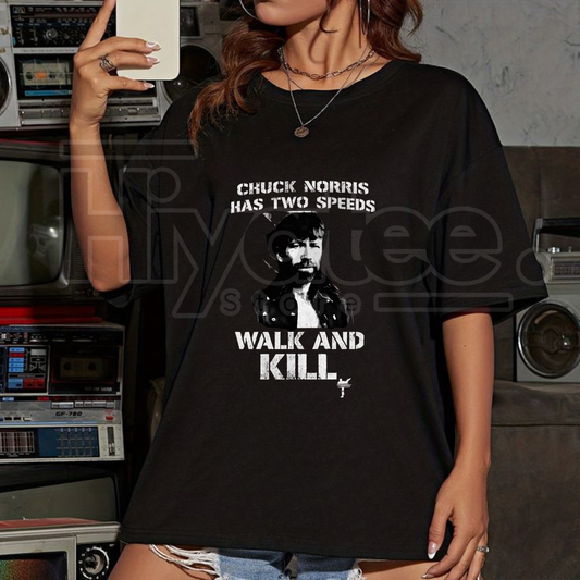Chuck Norris "Two Speeds" – Premium 100% Cotton Martial Arts Action Humor - Hiyatee