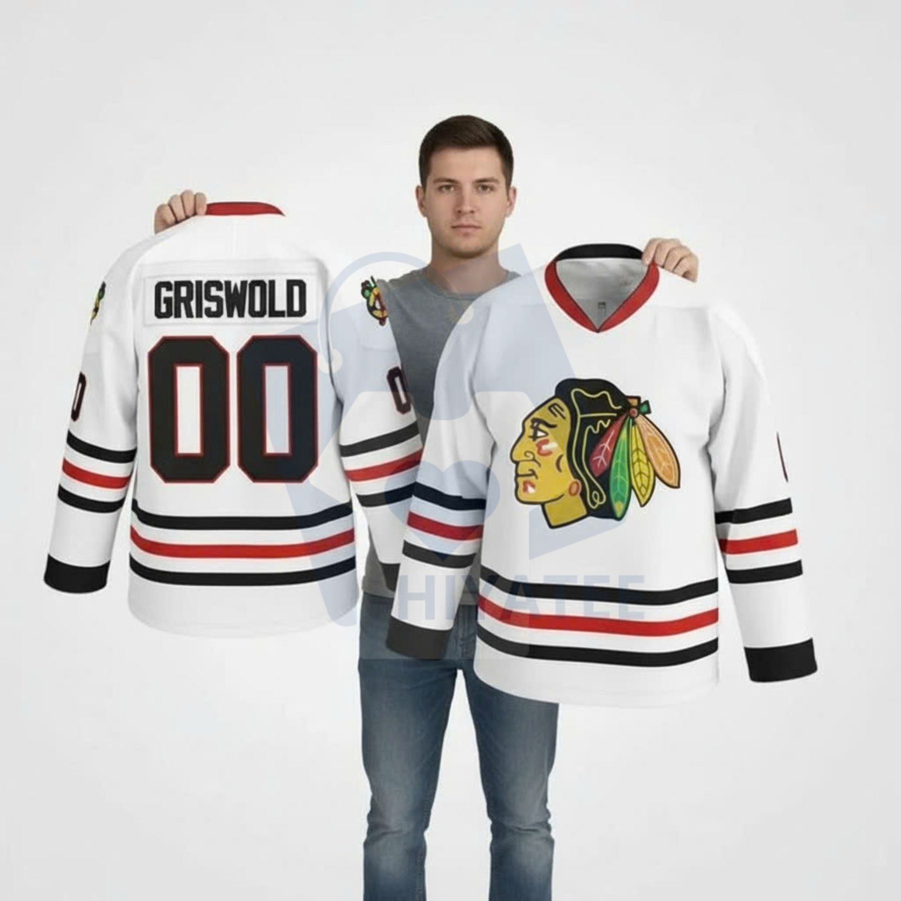 Clark Griswold Hockey Jersey #00 – Custom Christmas Vacation Fan Apparel, Classic Fit 100% Polyester - Hiyatee