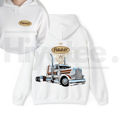 Classic Peterbilt Truck Graphic Hoodie – Vintage Semi-Truck Pullover, Heavy-Duty Apparel for Trucking Enthusiasts - Hiyatee