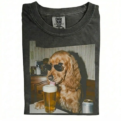 Comfort Colors 50+ Dog Breeds Available Drinking Beer Shirt – Vintage 90s Funny Edgy Dog Meme Tee, Unisex Casual Streetwear Gift