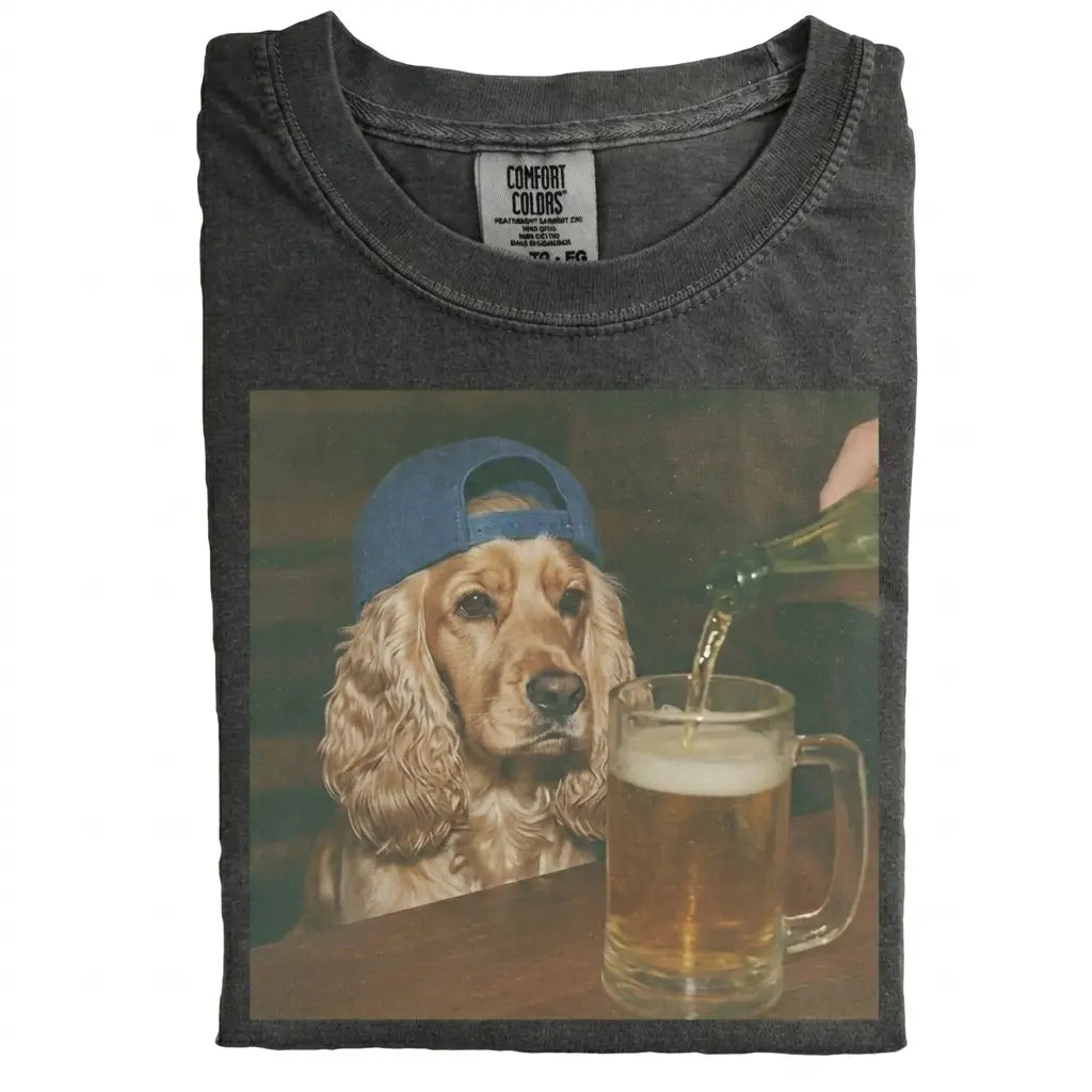 Comfort Colors 50+ Dog Breeds Available Beer Shirt – Vintage 90s Funny Edgy Dog Meme Tee, Unisex Casual Streetwear Gift