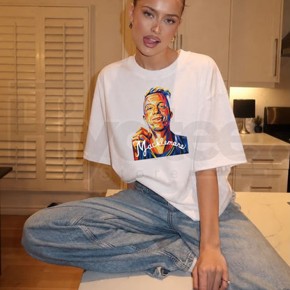 Color Geometric Macklemore T-Shirt – Black Portrait Graphic Tee - Hiyatee