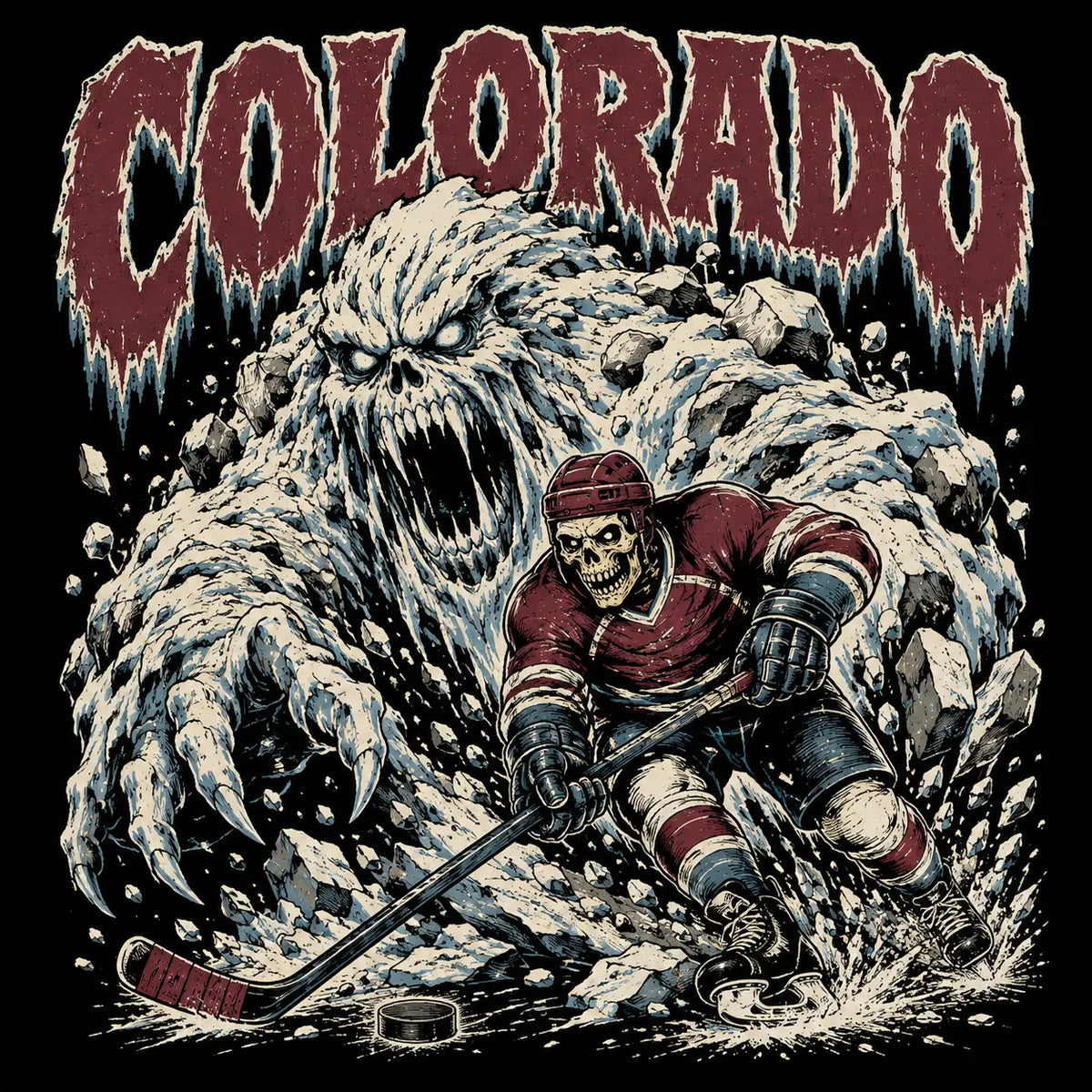Gildan USA 32 Teams Ice Hockey Skull Vintage Sweatshirt – Classic 90s All Team Game Day Graphic Crewneck