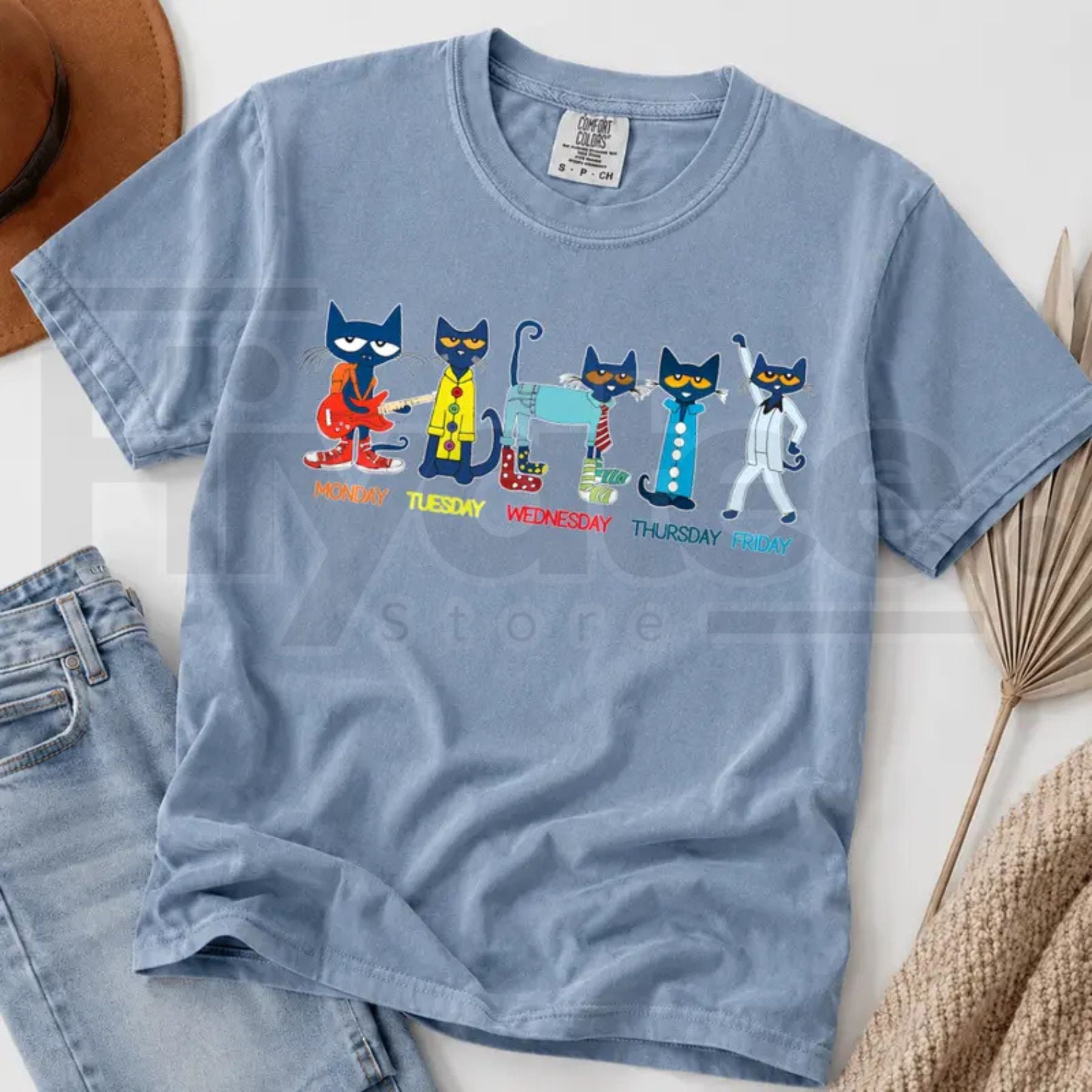 Comfort Color Pete The Cat Days Of The Week TShirt Funny Teacher Tee - Hiyatee