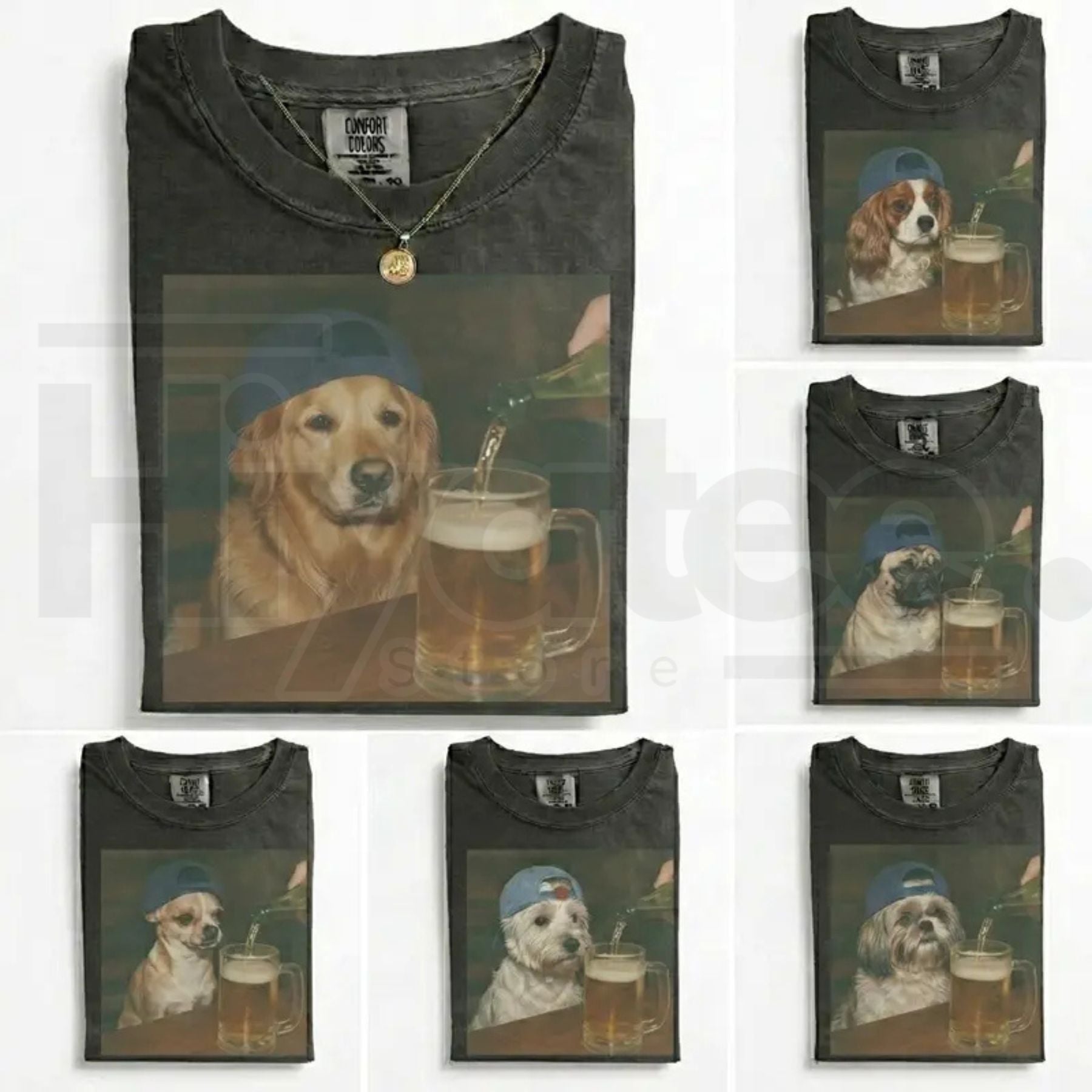 Comfort Colors 50+ Dog Breeds Available Beer Shirt – Vintage 90s Funny Edgy Dog Meme Tee, Unisex Casual Streetwear Gift - Hiyatee