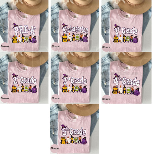 Comfort Colors All Grade Halloween Teacher Shirt Spooky Pencil Classroom Tee - Hiyatee