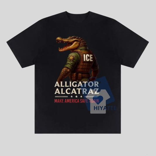 Comfort Colors Alligator ICE T-Shirt – Patriotic Law Enforcement Graphic Tee, Bold Alcatraz Everglades Style for Men & Women-Hiyatee