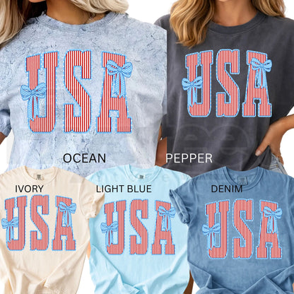 Comfort Colors® America 250 Years Shirt – Floral & Stripe USA 4th of July Graphic Tee - Hiyatee