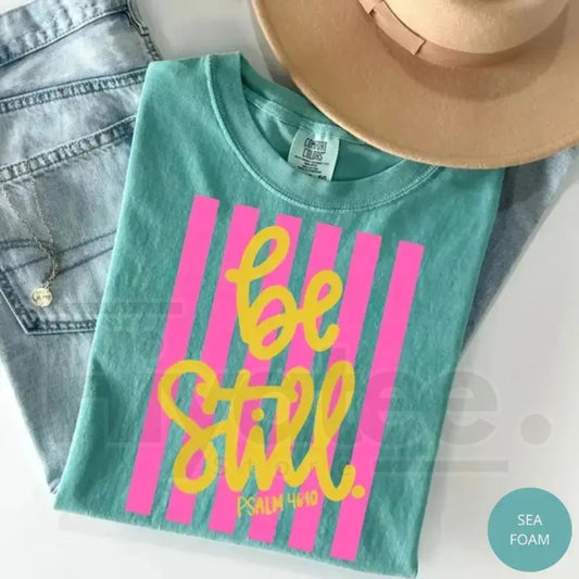 Comfort Colors® Be Still Shirt – Girly Pink Stripes Coquette Aesthetic Faith Tee - Hiyatee