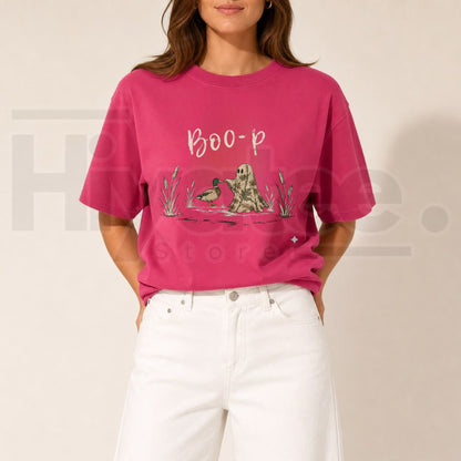 Comfort Colors Boo-P Duck & Camo Ghost T-Shirt – Funny Halloween Hunting Tee - Hiyatee