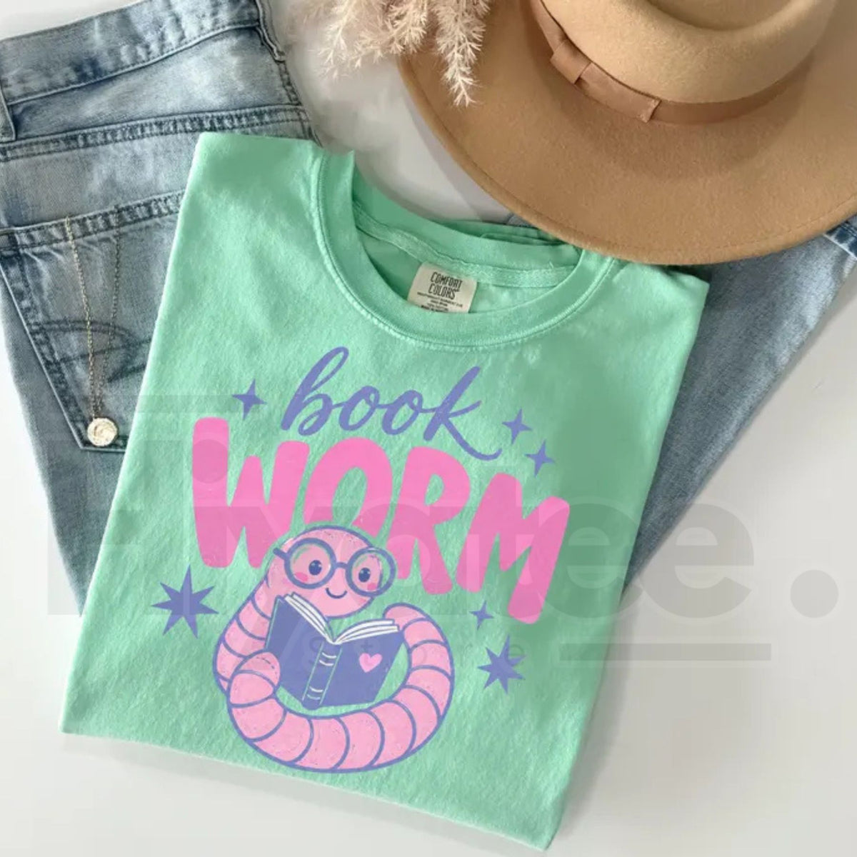 Comfort Colors Book Worm Reading Teacher Librarian Tee - Hiyatee