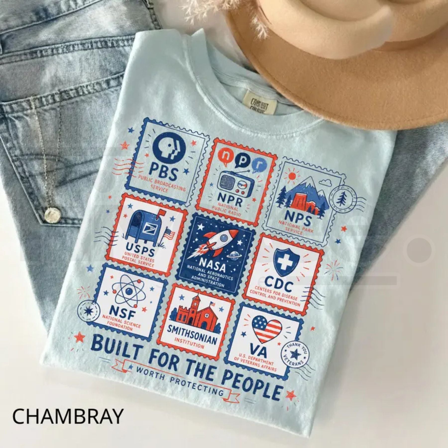 Comfort Colors Built for the People Shirt – Retro Democratic Institutions Stamp Tee, Vintage Leftist Protest Top - Hiyatee