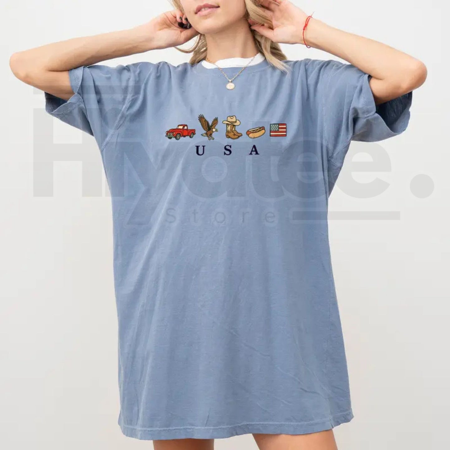 Comfort Colors® ChicCotton USA Icons Shirt – American Flag Western Graphic Tee - Hiyatee