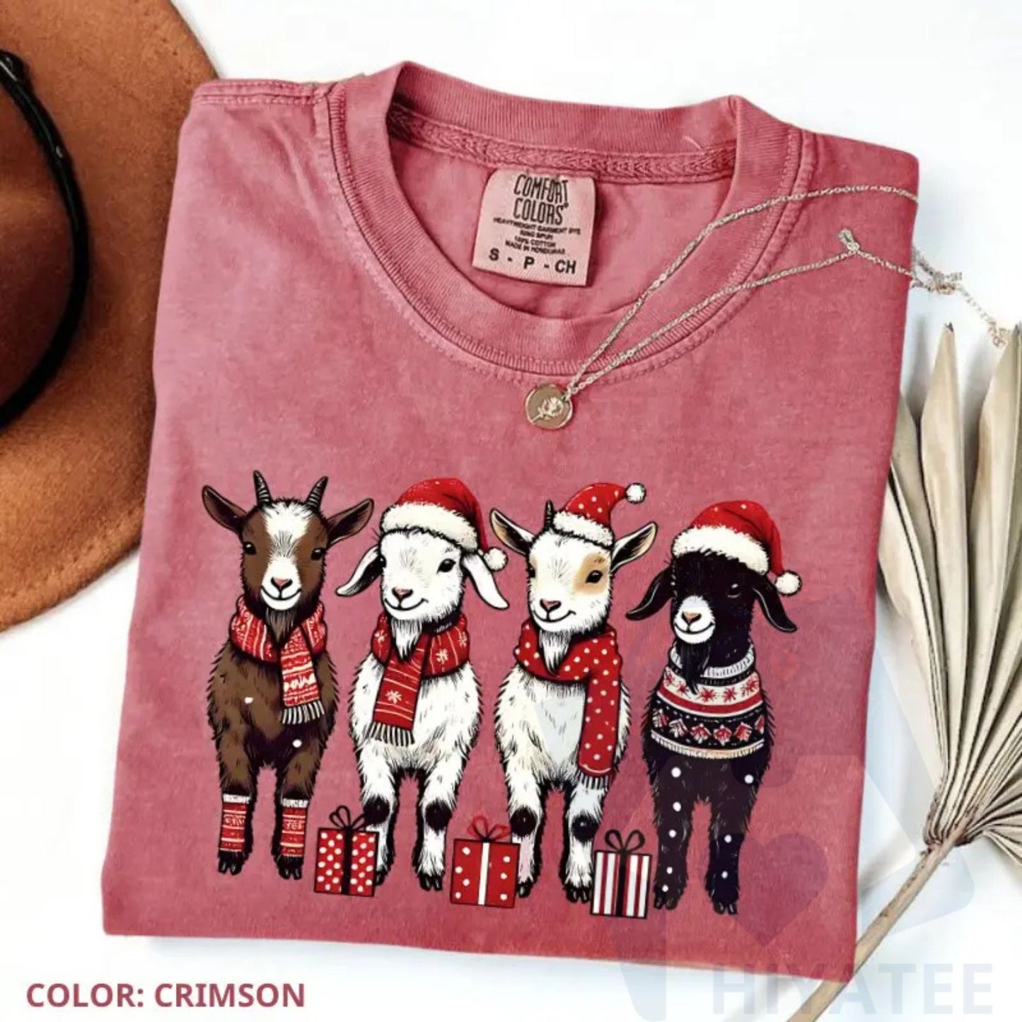 Comfort Colors Christmas Goat T-Shirt - Hiyatee