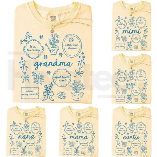 Comfort Colors® Custom Floral Grandma Shirt – Personalized Mama & Nana Flower Tee - Hiyatee