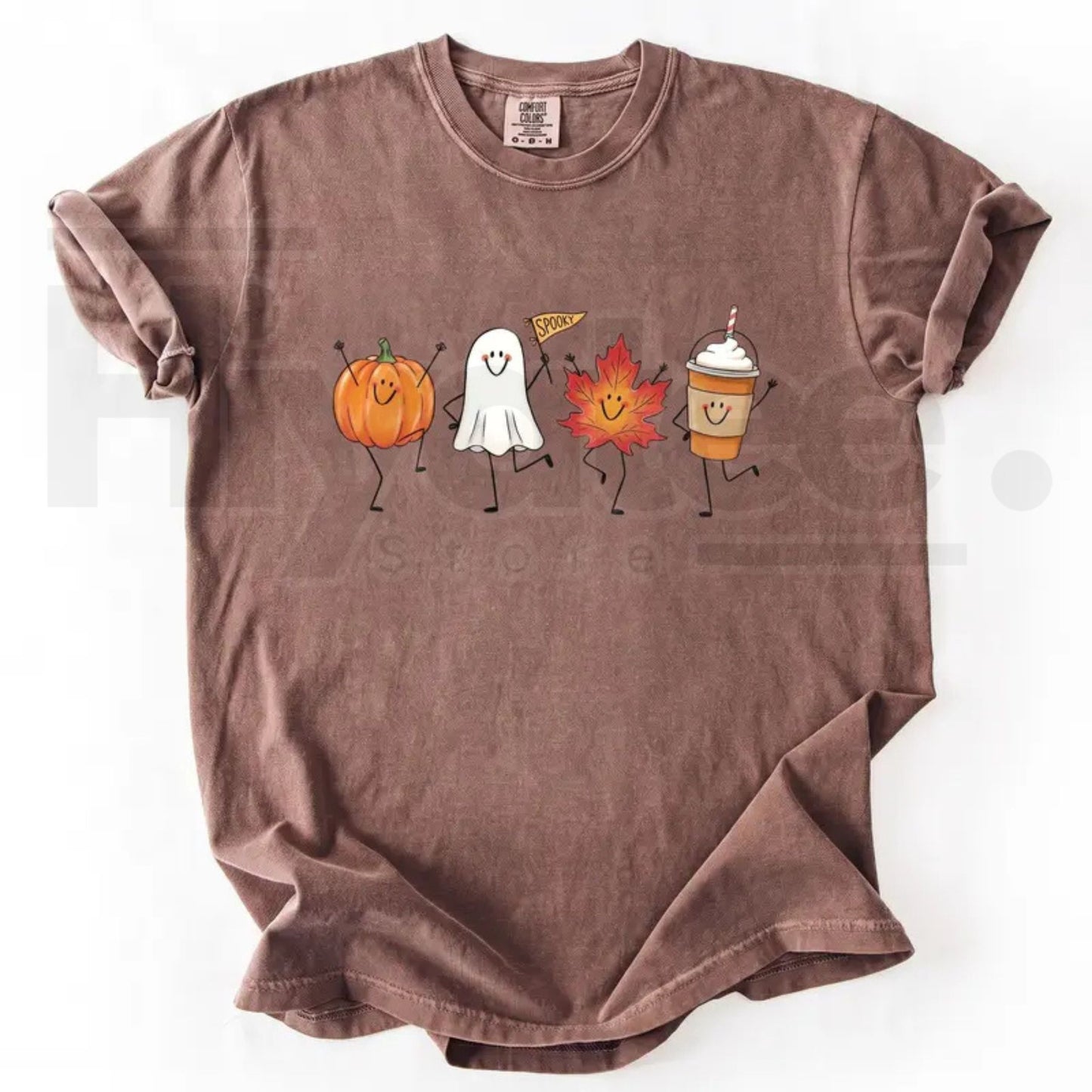 Comfort Colors Cute Autumn Halloween Pumpkin Ghost Shirt - Hiyatee