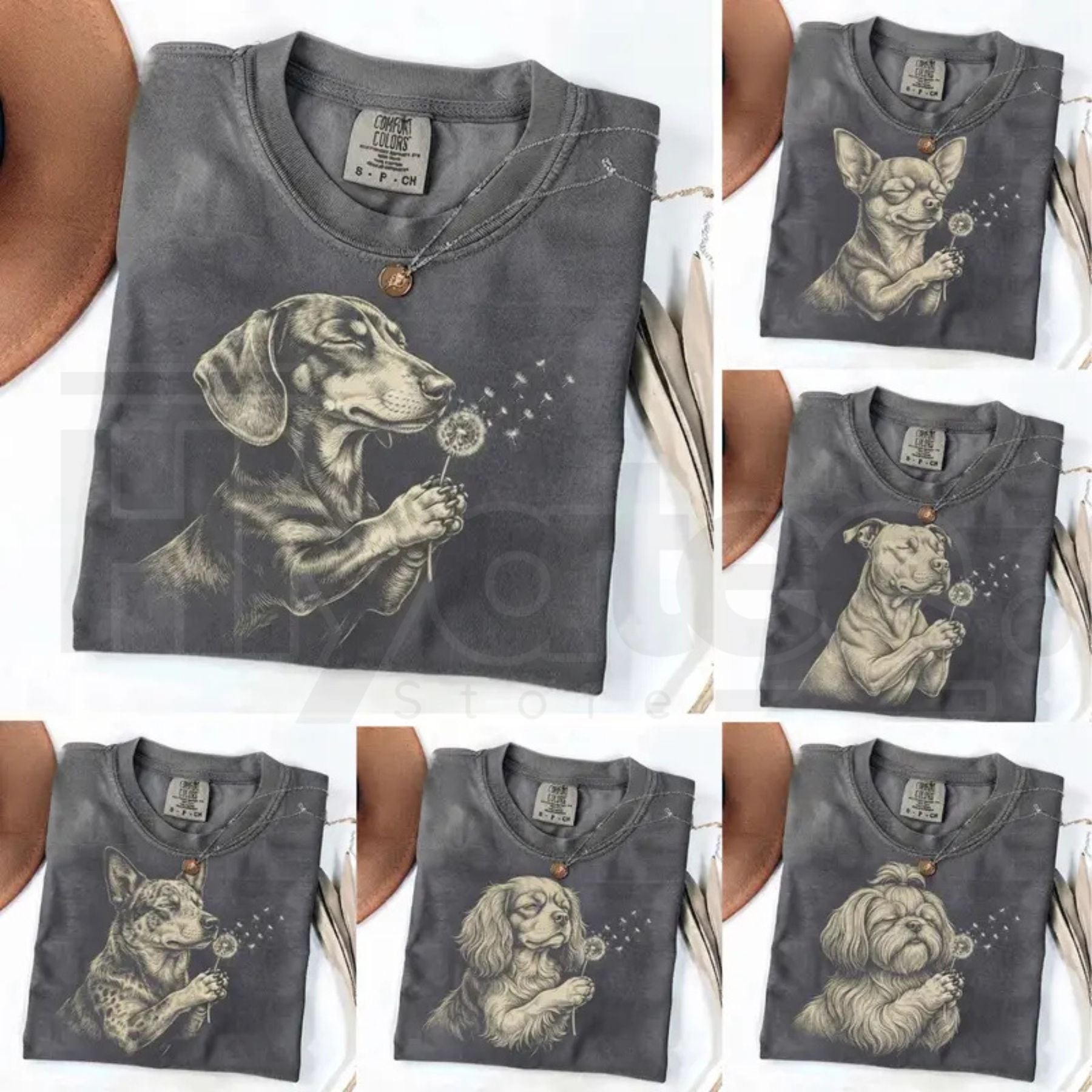 Comfort Colors Dog Breeds Graphic Shirt Botanical Forest Wildlife Tee - Hiyatee