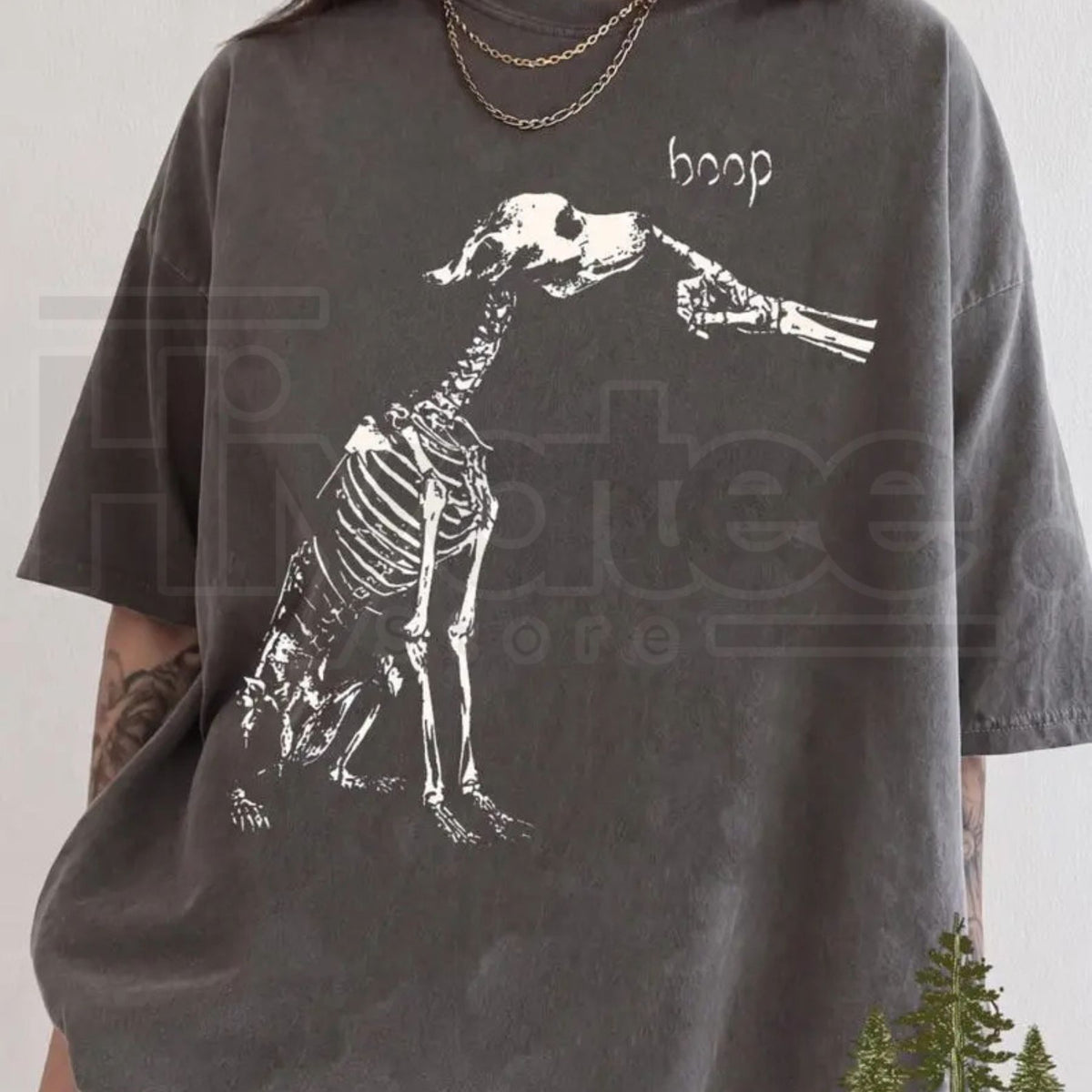 Comfort Colors Dog Skeleton Funny Boop Halloween Tee - Hiyatee