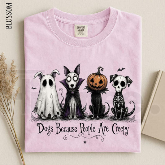 Comfort Colors Dogs Because People Are Creepy Halloween Tee - Hiyatee