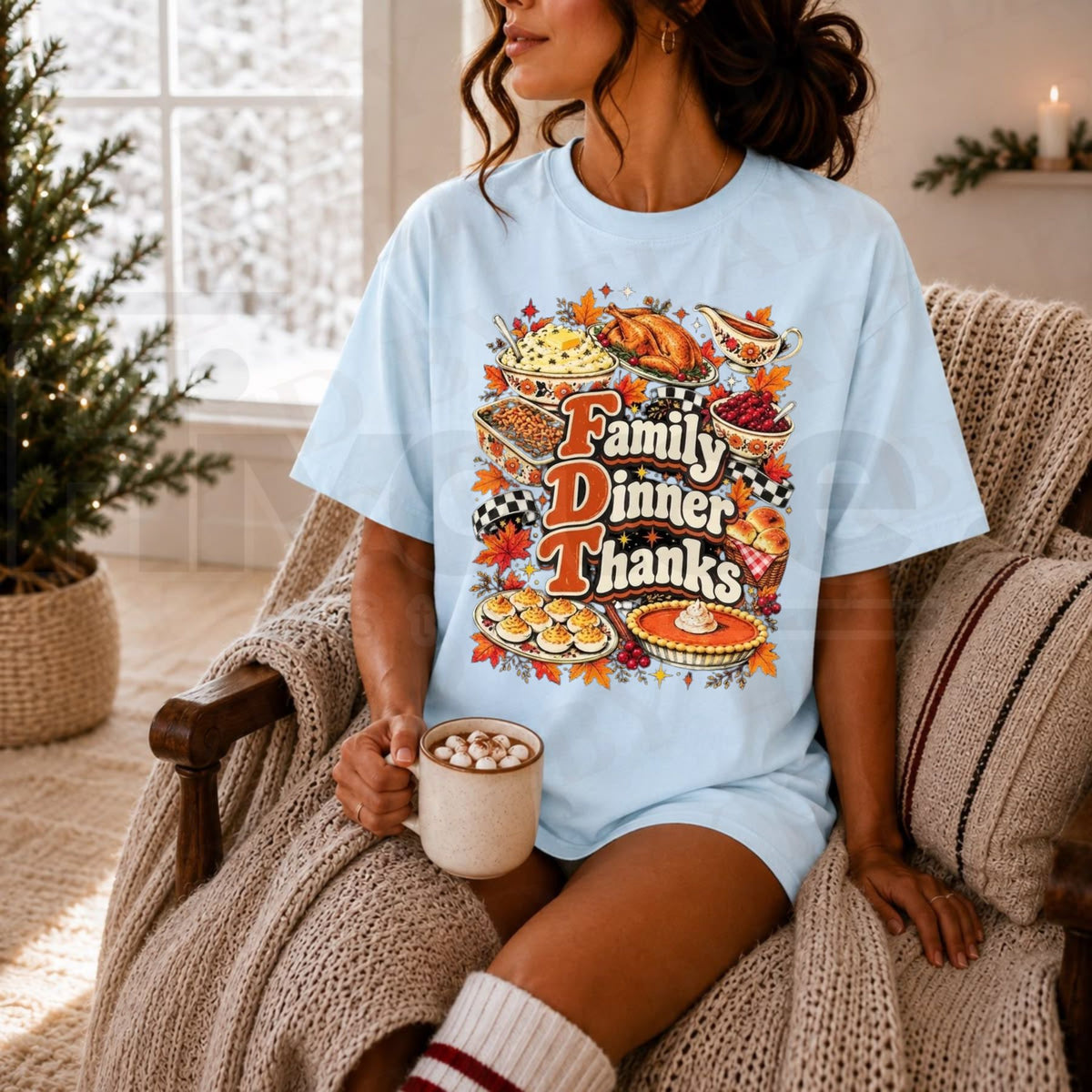 Comfort Colors FDT Family Dinner Thanks T-Shirt – Hidden Message Thanksgiving Tee - Hiyatee
