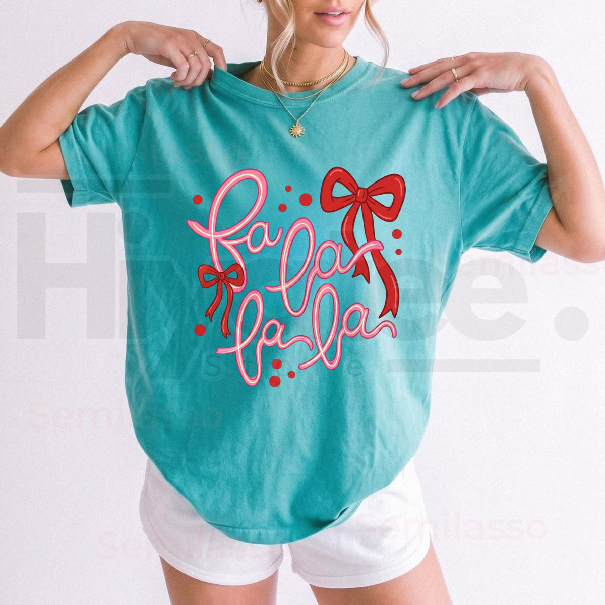 Comfort Colors Fa La La Christmas T-Shirt – Retro Holiday Graphic Tee - Hiyatee